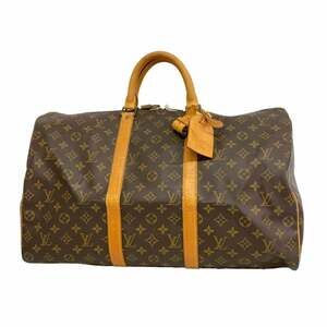 LOUIS VUITTON Brown Monogram Keepall 50 Boston Bag